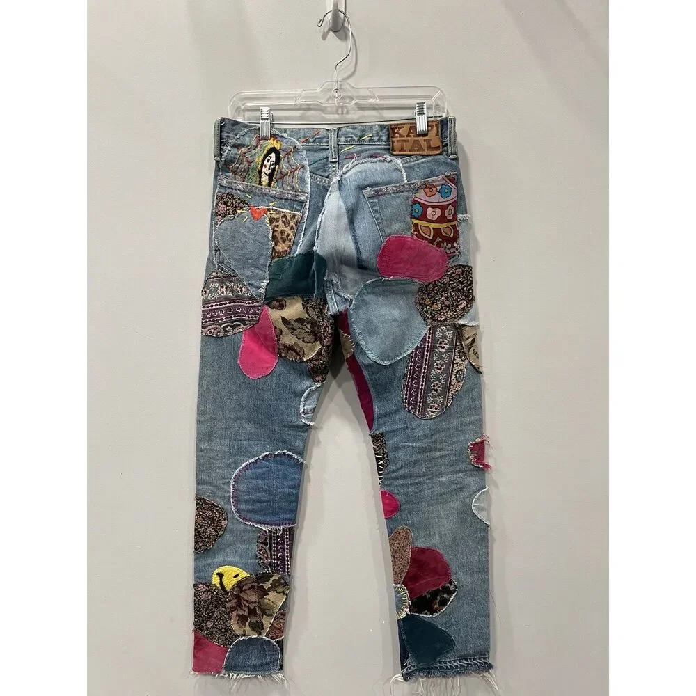 KAPITAL Straight Leg Crazy Patchwork Jeans Size 30 AUTHENTIC - Picture 2 of 15